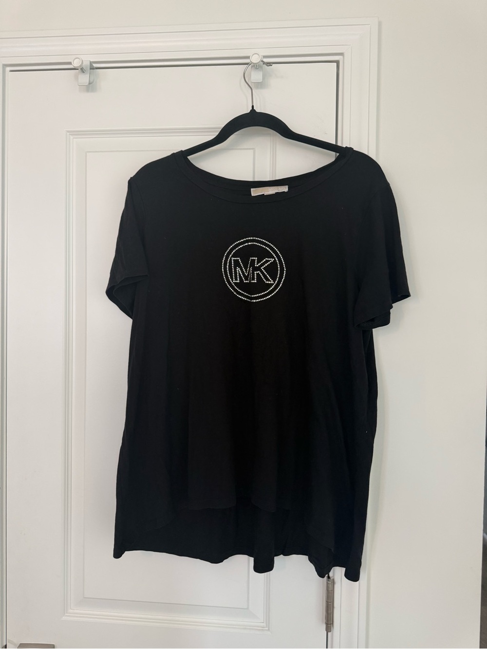 Michael Kors Black Short-Sleeve Tee with Crystal MK Emblem